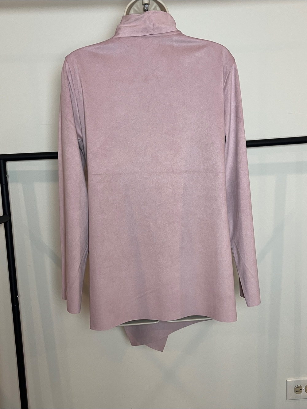Soft Surroundings Pink Jacket Sweater Draped Open Cottage Boho Suede Medium - Picture 2 of 8